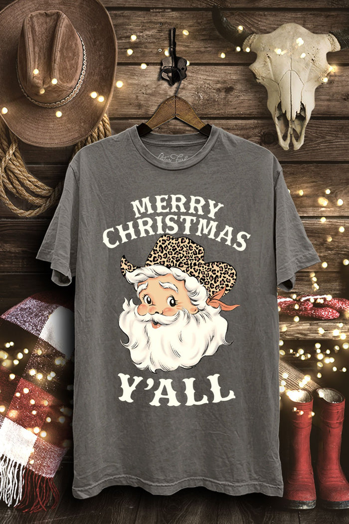 Merry Christmas Y'all Mineral Wash T-Shirt