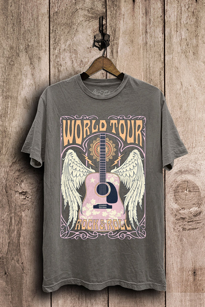 World Tour Rock & Roll Graphic Top