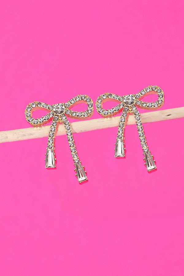 Rhinestone Bow Studs