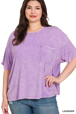 WASHED RIBBED SHORT SLEEVE TOP