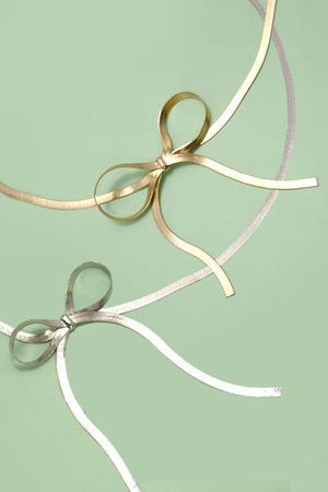 Herringbone Chain Bow Necklace