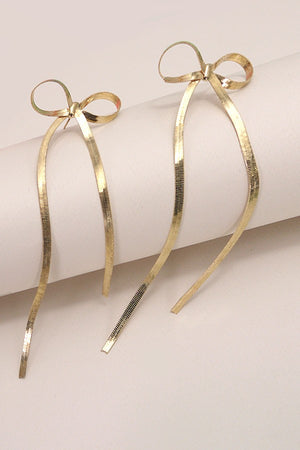 Herringbone Chain Bow Earrings