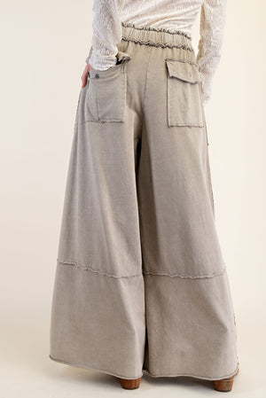 WASHED TERRY KNIT CARGO PANTS
