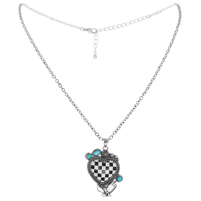 Checkered Heart Necklace