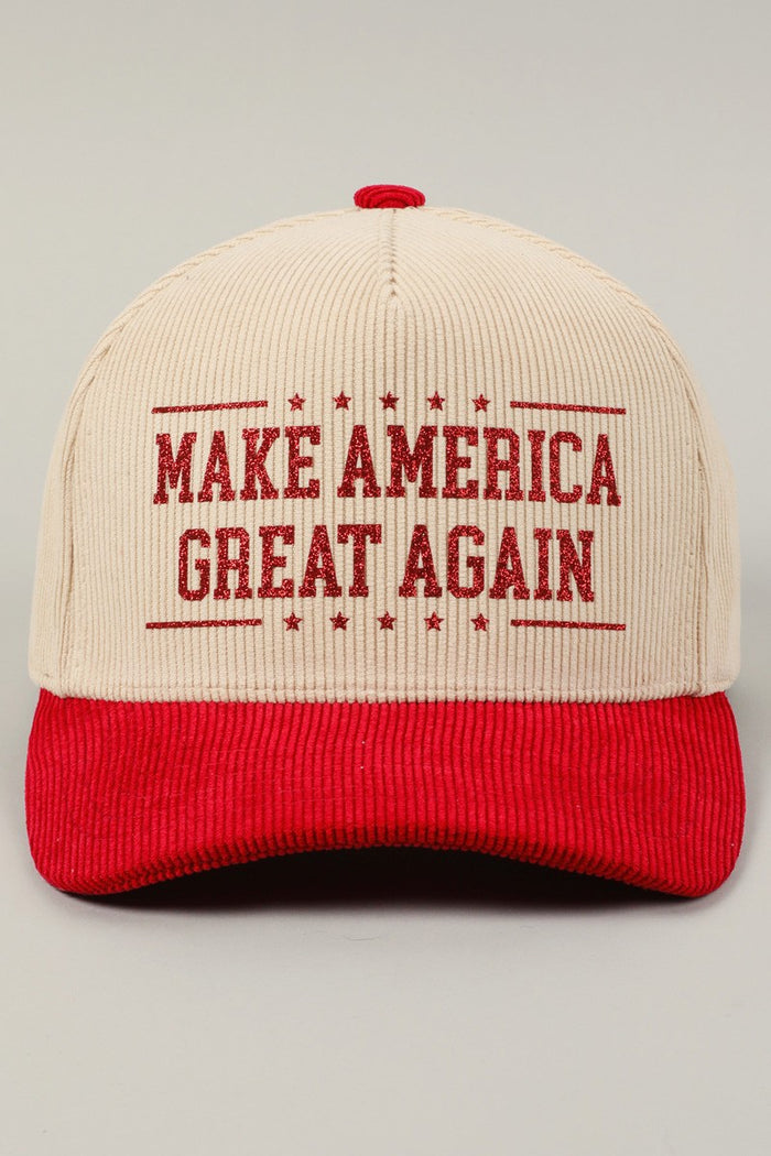 Make America Great Again Glitter Corduroy Cap