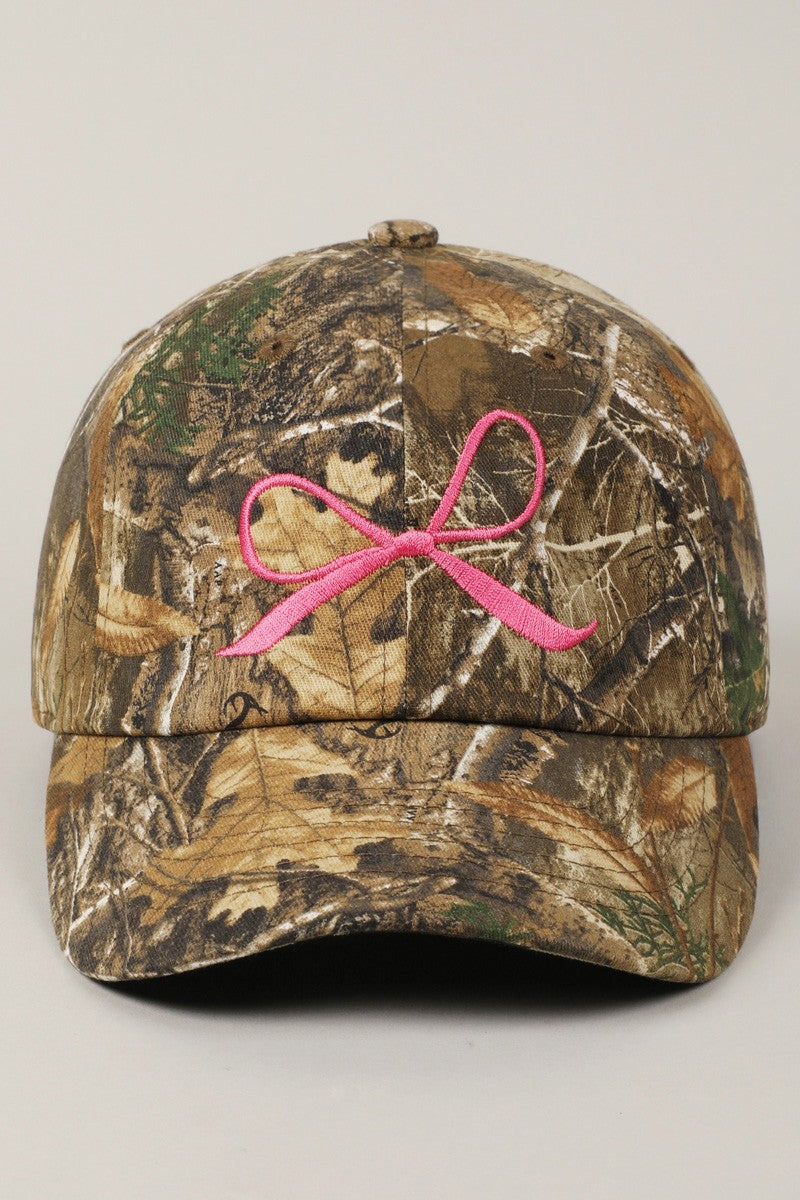 Ribbon Bow Embroidery Realtree Camo Baseball Cap – Honey