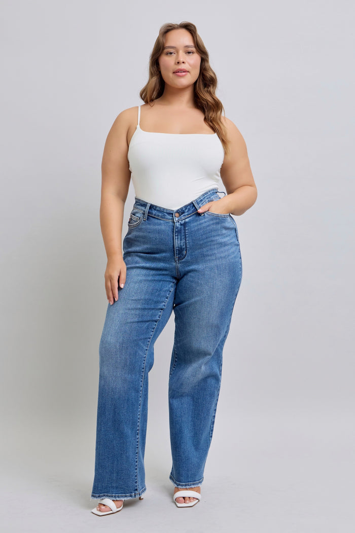 Judy Blue V-FRONT WB VINTAGE WASH STRAIGHT FIT