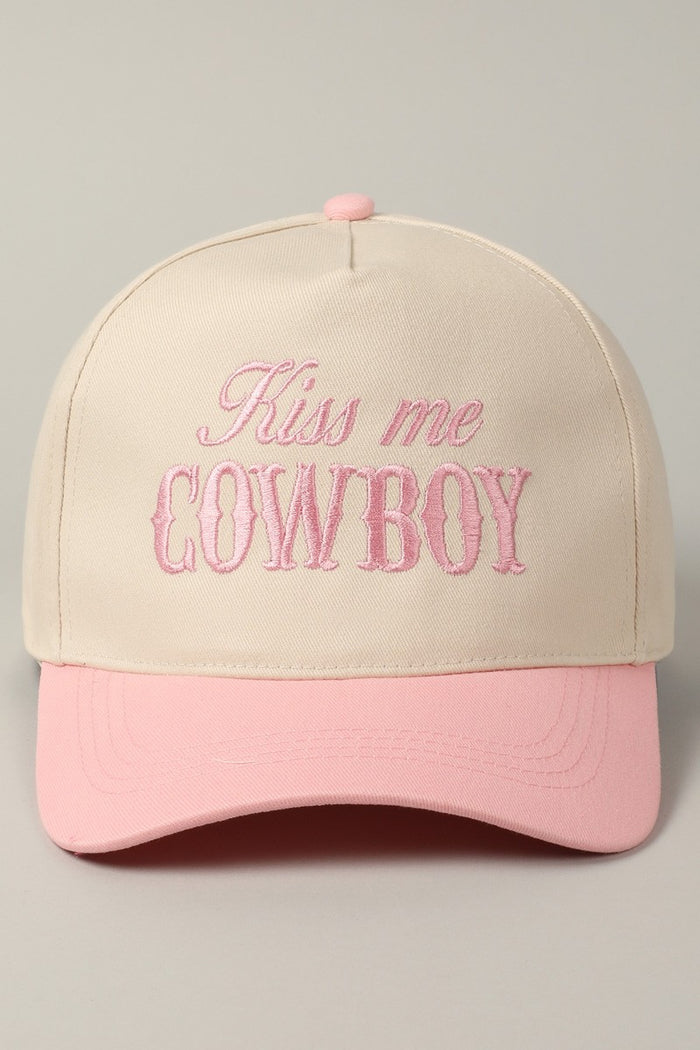 Kiss Me Cowboy Embroidery Two-Tone Cap