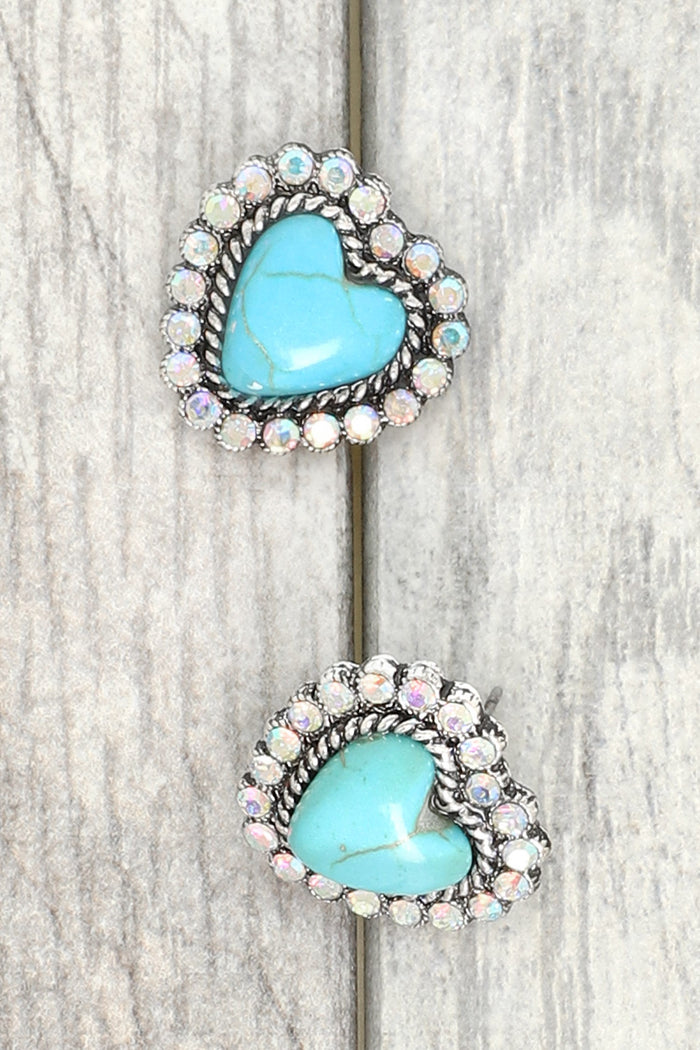 Western Turquoise Rhinestone Studs