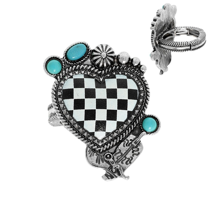 Heart Checkered Ring