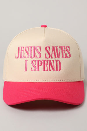 JESUS SAVES I SPEND Embroidery Trucker Hat