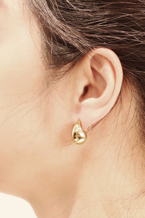 14K Dipped Small Water Drop Solid Post Earrings