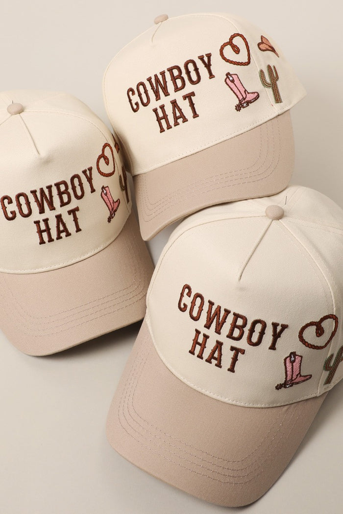 Cowboy Hat Cactus Heart Embroidery Trucker Hat
