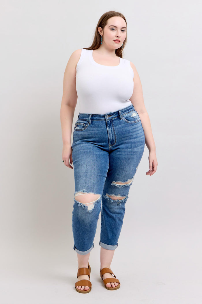 Vintage Wash Boyfriend Jeans (Judy Blue)