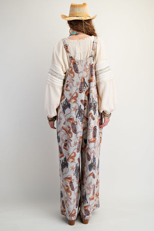 Western Printed Brushed Hacci Jumpsuit