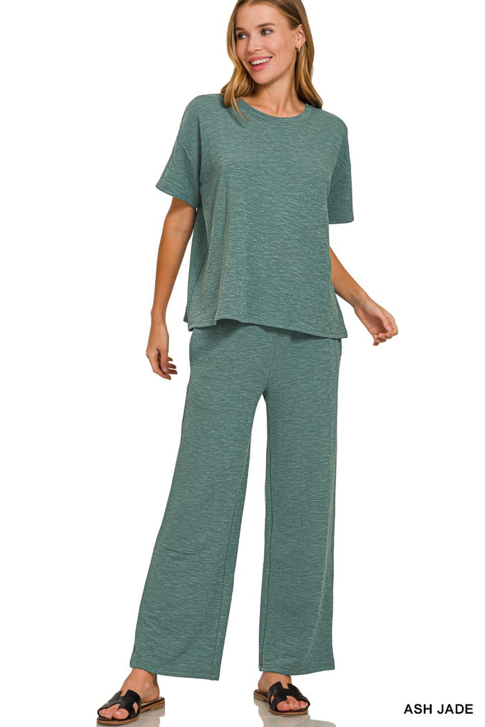 Short Slv Top & Pants 2pcs Set