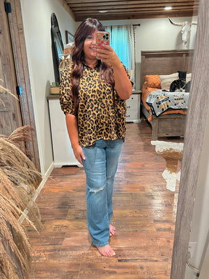 Leopard Button Up Top