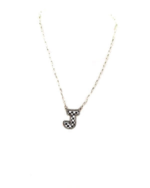 Checkered Bubble Initial Necklace