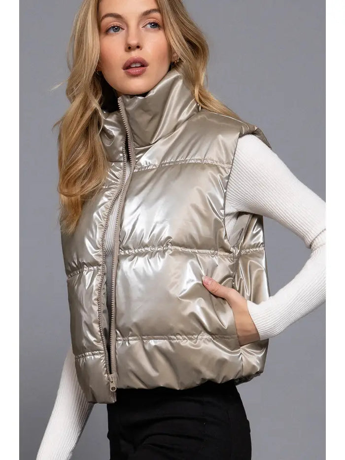 High Neck Zip Up Vest