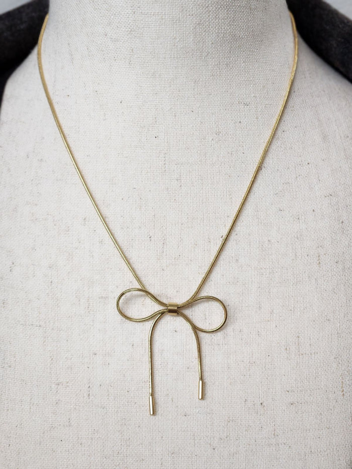 18K Non-Tarnish Stainless Steel Chain Bow Necklace