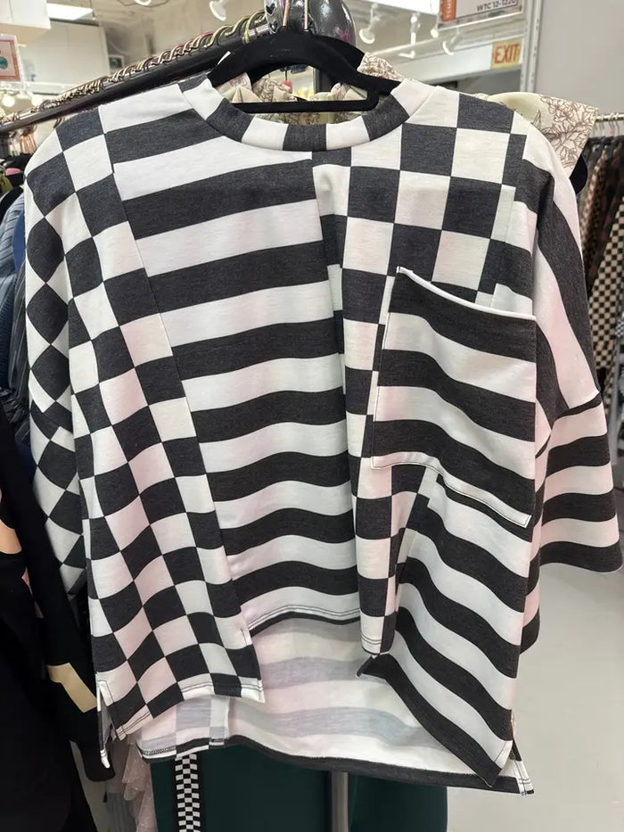 Checkered & Stripe Top