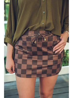 Chocolate Checkered Skort