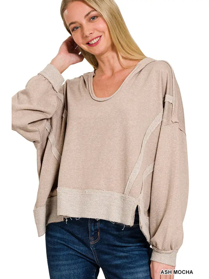 French Terry Exposed Seam Oversized Top