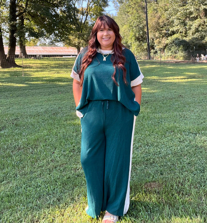 Emerald Stripe Top and Bottom Set