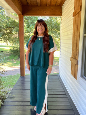 Emerald Stripe Top and Bottom Set