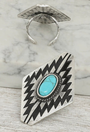 Western Turq Concho Aztec Ring