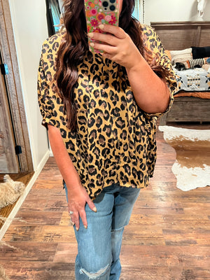 Leopard Button Up Top