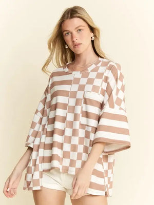 Checkered & Stripe Top