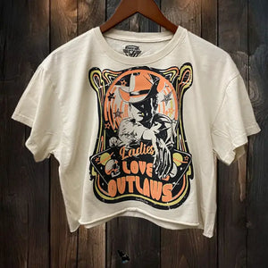 Ladies Love Outlaws Cropped T- shirt