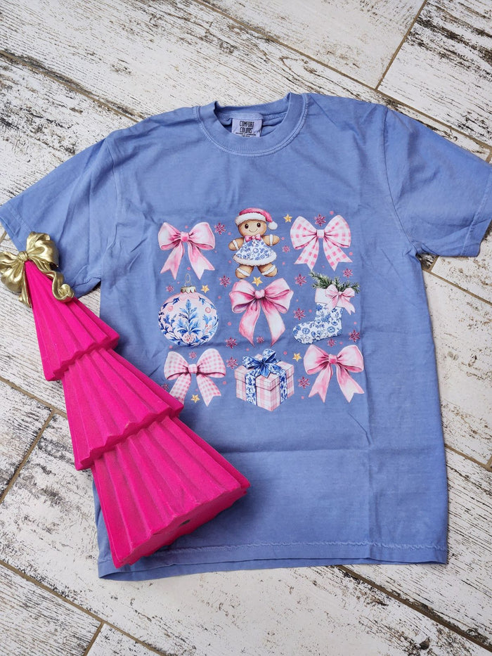 Blue Gingerbread Christmas Tee