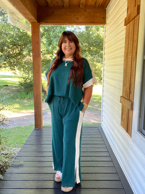 Emerald Stripe Top and Bottom Set