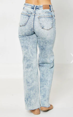 Judy Blue High Waist Mineral Wash Wide Leg Jeans