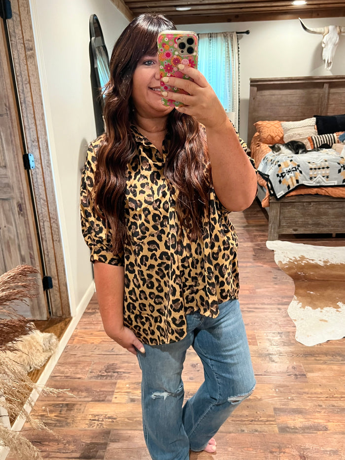 Leopard Button Up Top