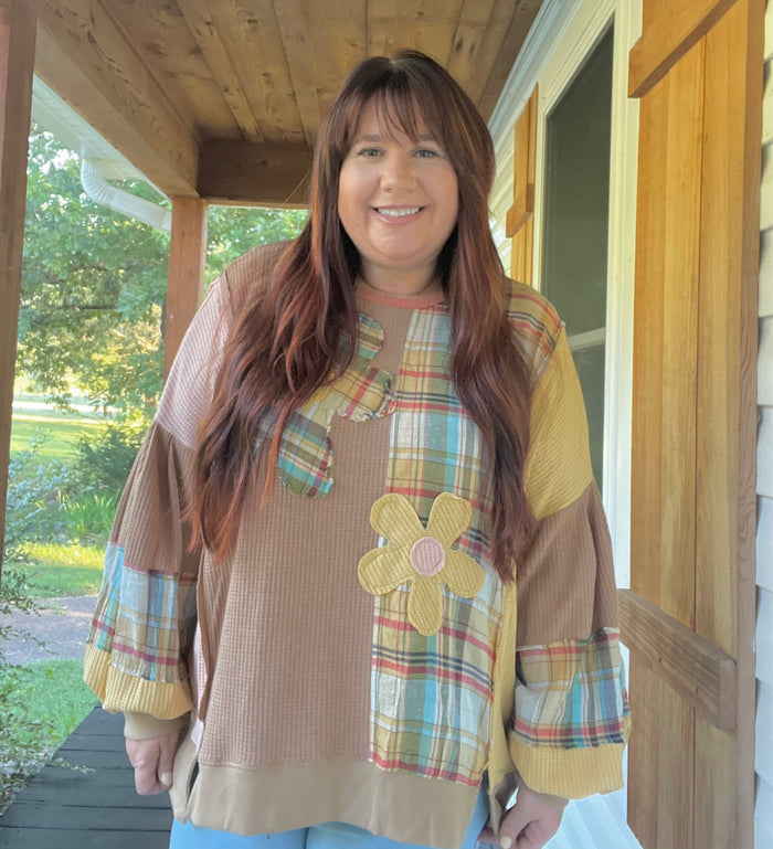 Plaid Mix Oversized Boho Top