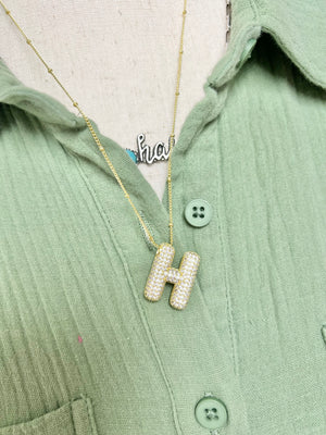 Rhinestone Bauble Initial Necklace