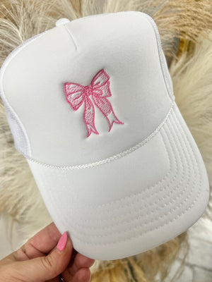 Coquette Trending Bow Embroidery Trucker Cap