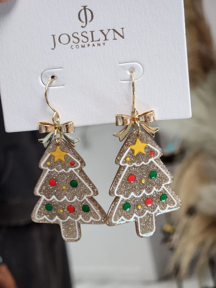 Glitter Acrylic Christmas Tree Earrings