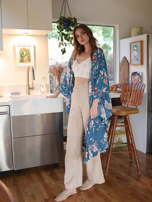 Floral Butterfly Sleeve Kimono