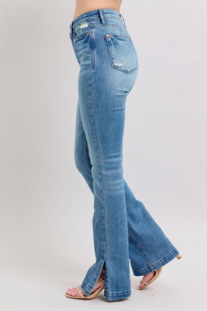 HW Tummy Control Vintage Wash Side Slit Slim Boot Judy Blue