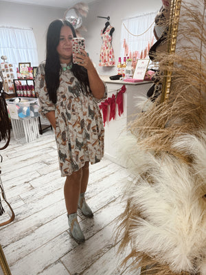 Western Printed Brushed Hacci Dress