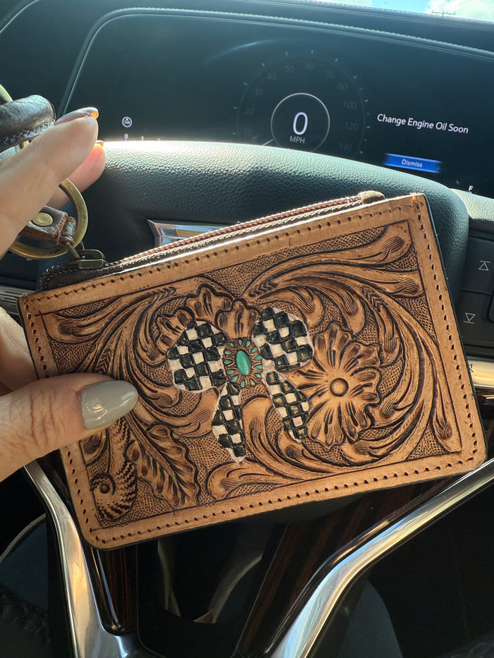 Checkered Bow Wristlet Card Holders