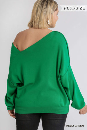 Dolman Sleeve Sweater with an Asymmetrical Neckline