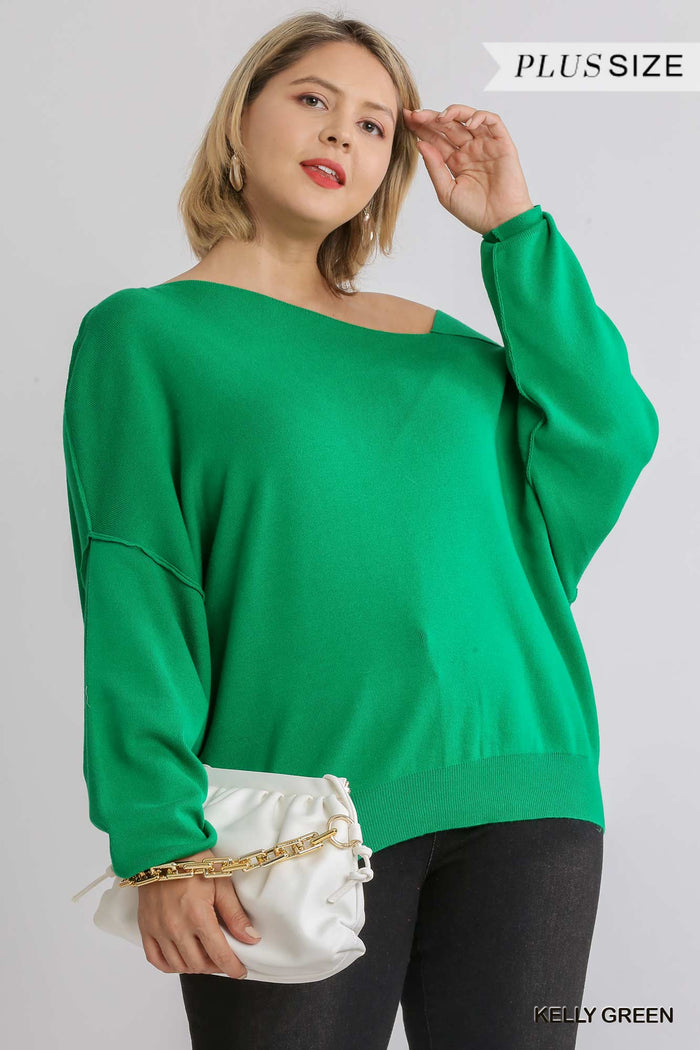 Dolman Sleeve Sweater with an Asymmetrical Neckline