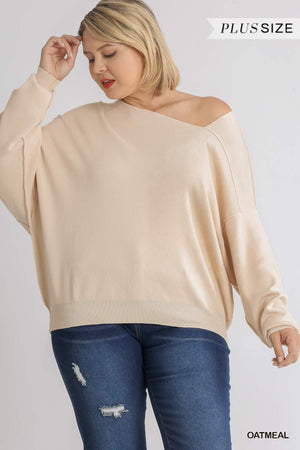 Dolman Sleeve Sweater with an Asymmetrical Neckline