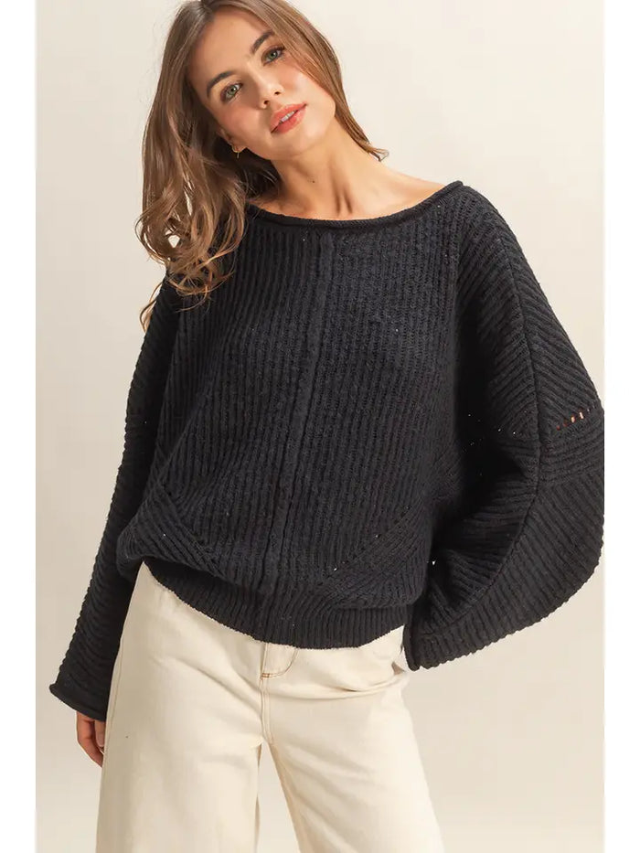 Ribbed Drop Sleeve Sweater