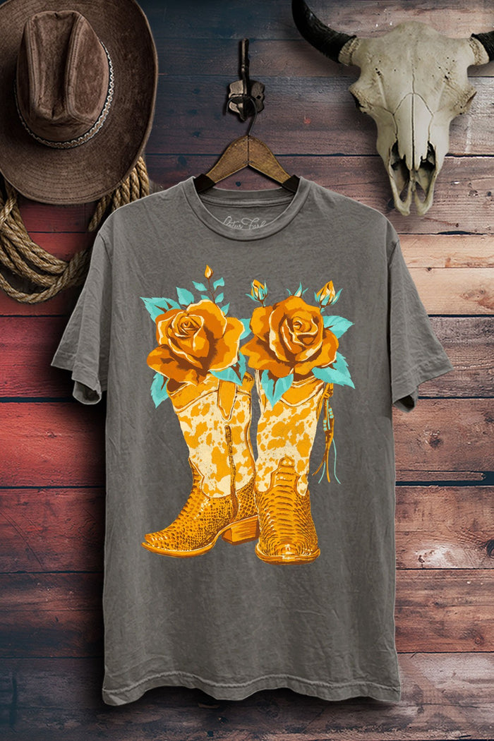 Boots and Roses Graphic Top